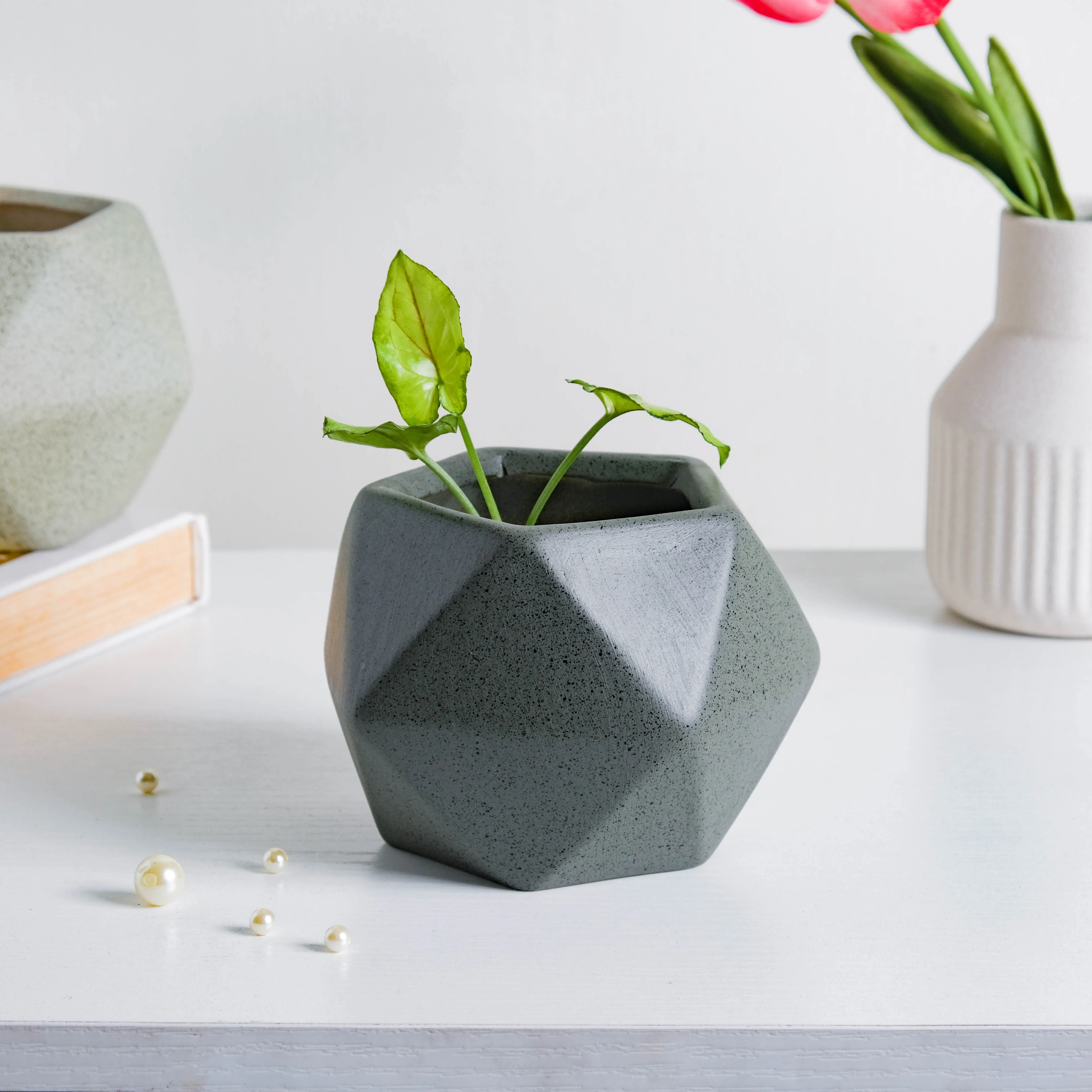 Grey Abstract Plant Pot - Image 6
