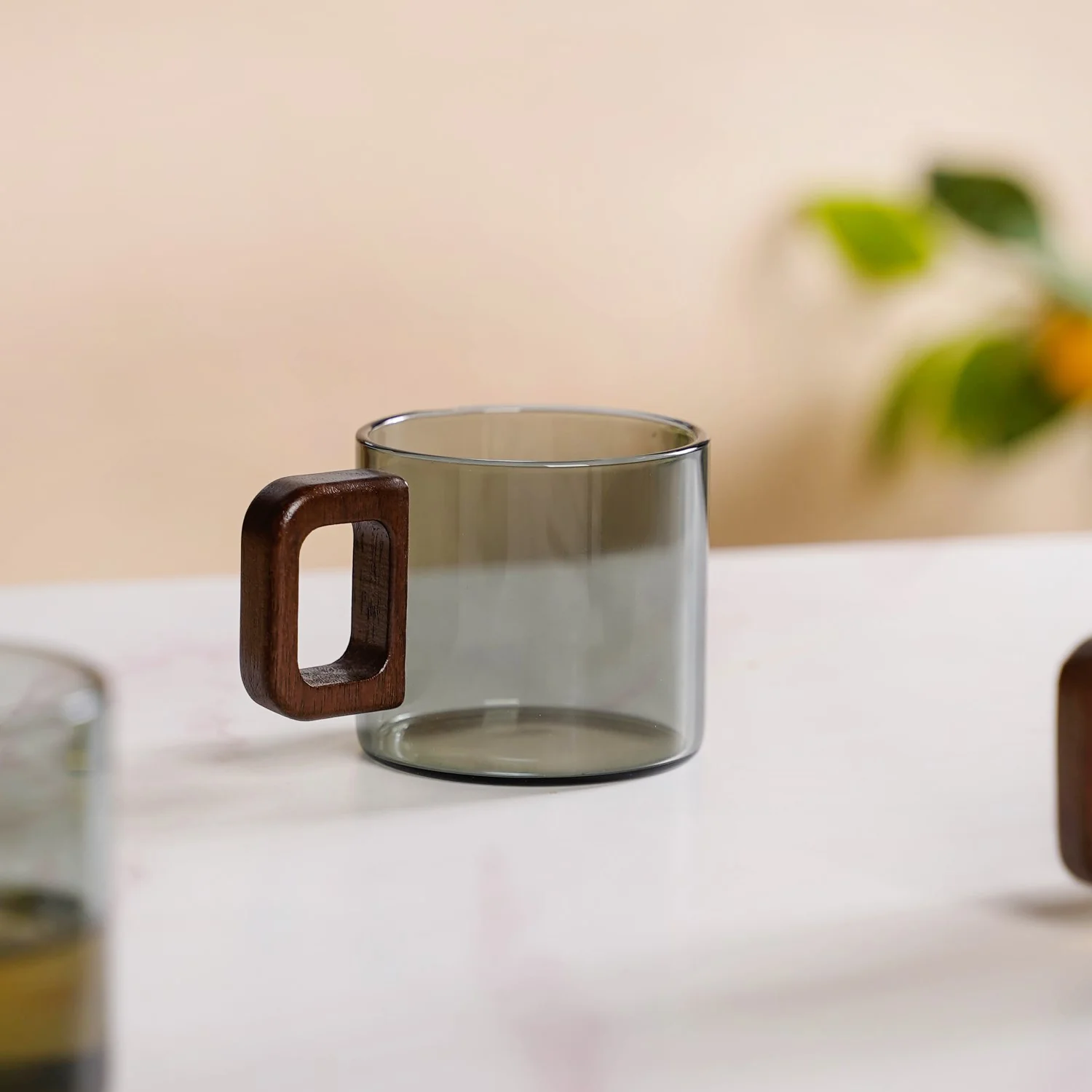 Grey Fusion Cups With Wooden Handle Set Of 4 200ml - Image 3