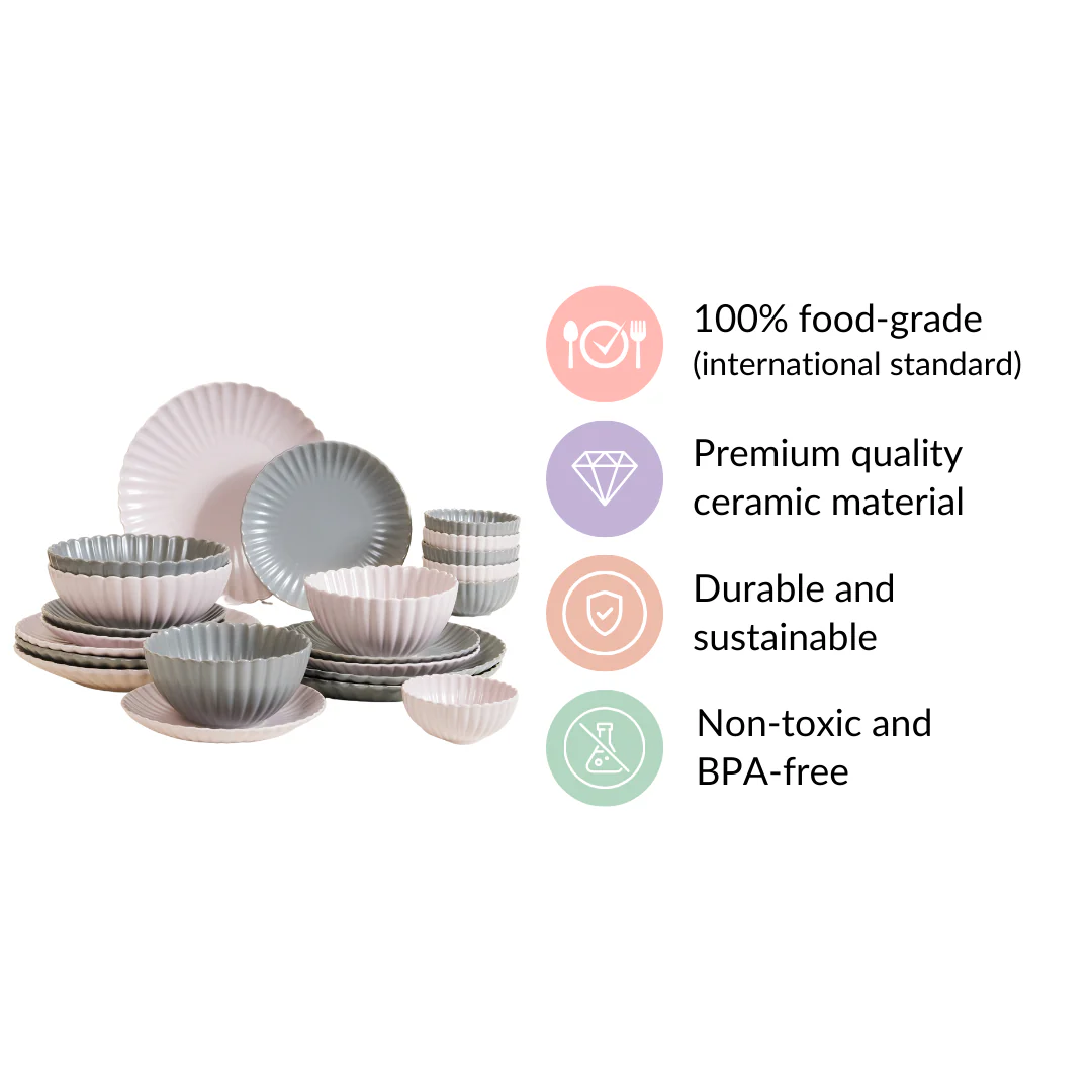 Grey Lavender 22 Piece Daily Dinner Set For 6 - Image 5