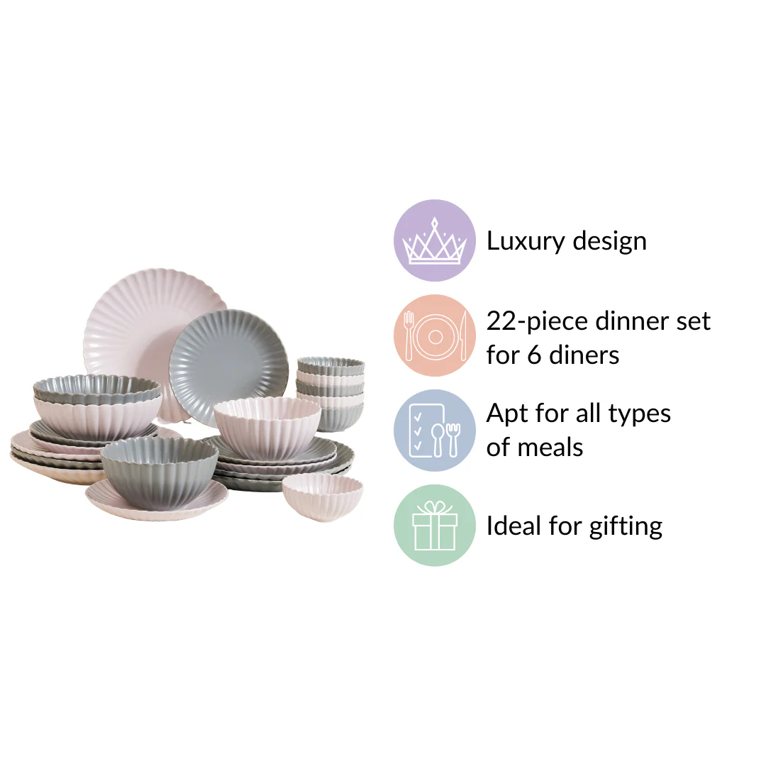 Grey Lavender 22 Piece Daily Dinner Set For 6 - Image 7