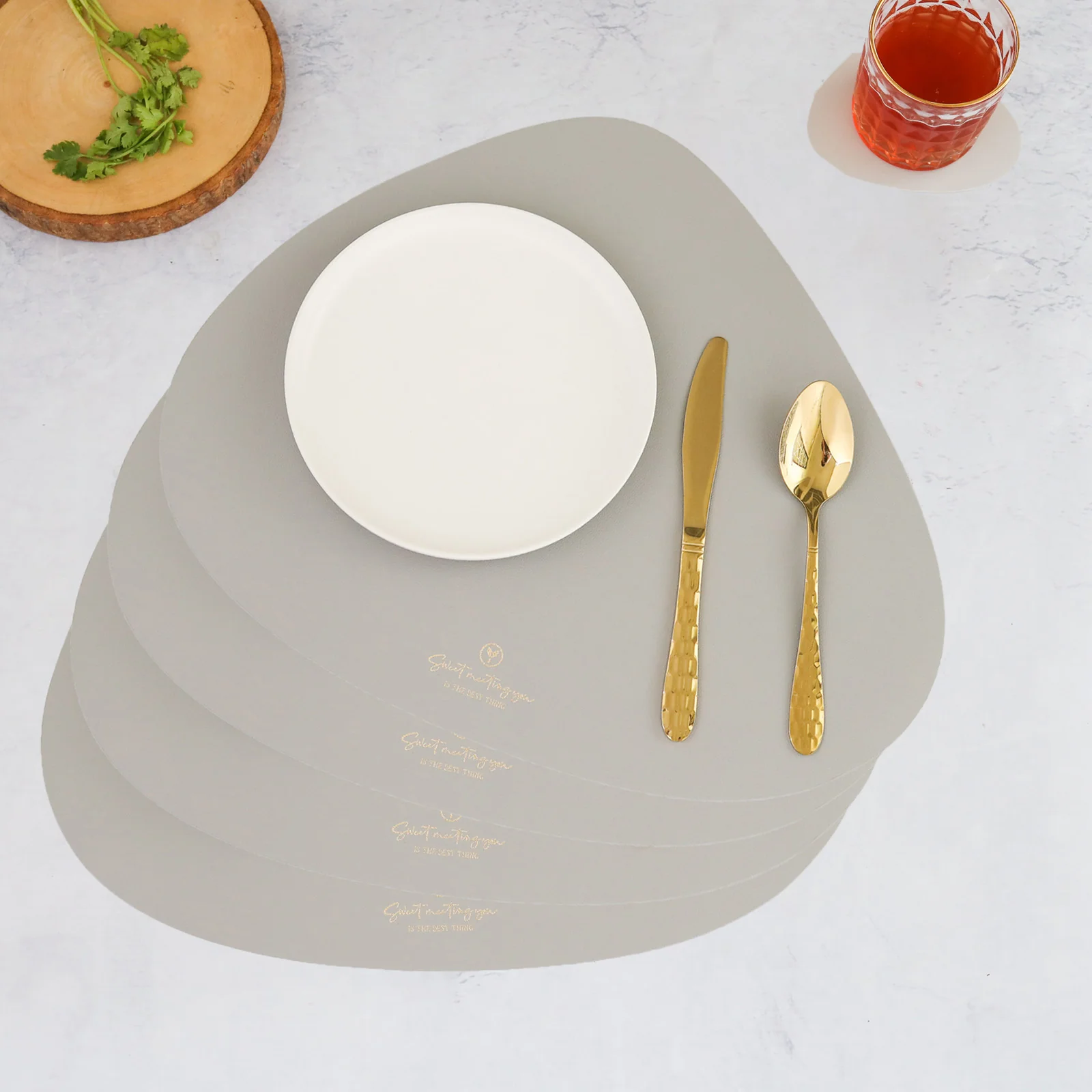 Grey Leather Dinner Mat Set of 4 - Image 2