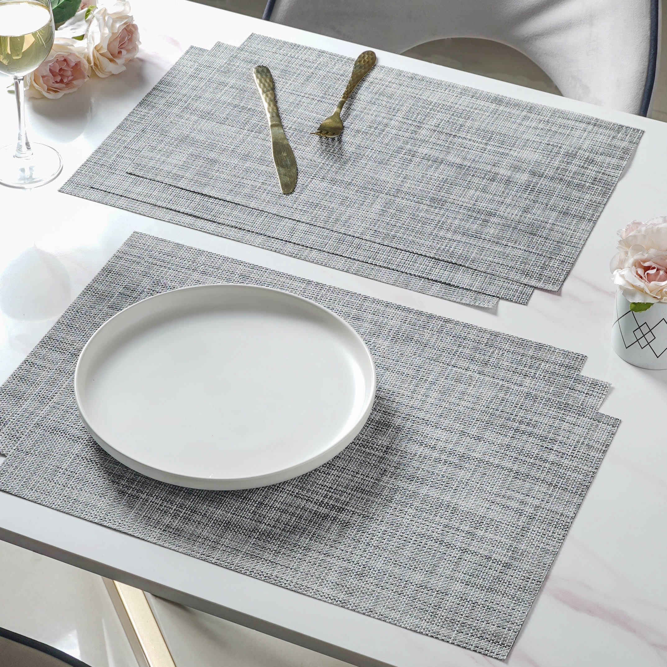 Grey PVC Table Mat Set of 6 - Image 2