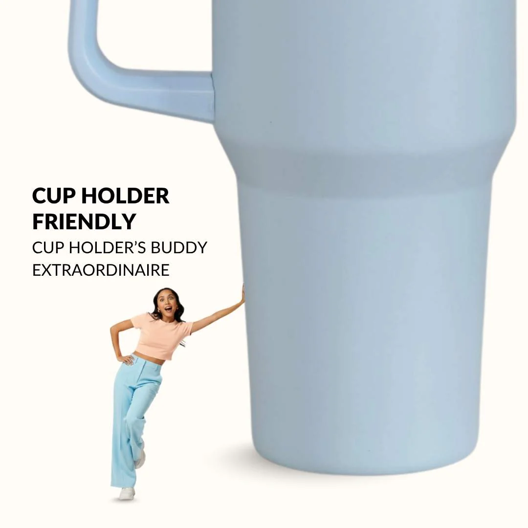 GripSip 40 Insulated Tumbler Bottle With Side Handle Baby Blue Jay 1200ml - Image 5