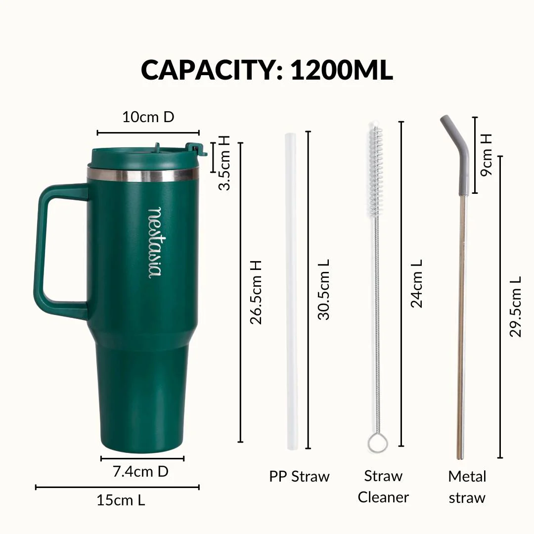 GripSip 40 Insulated Tumbler Bottle With Side Handle Emerald Isle 1200ml - Image 4