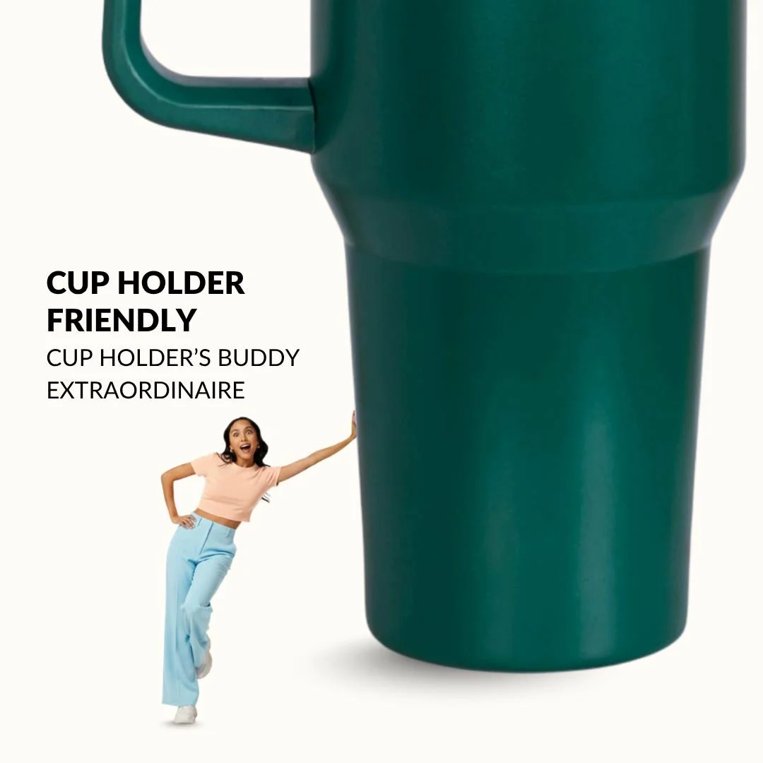 GripSip 40 Insulated Tumbler Bottle With Side Handle Emerald Isle 1200ml - Image 5