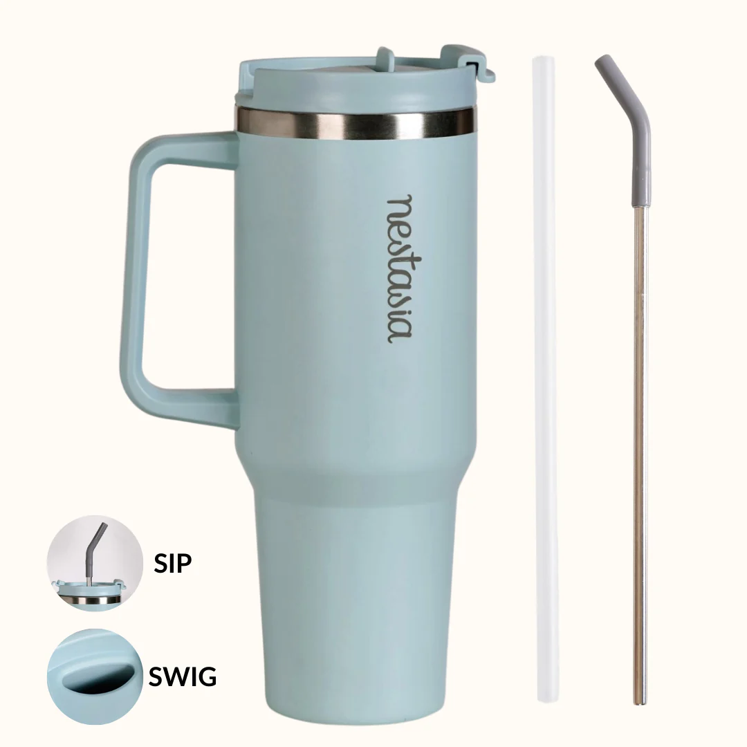 GripSip 40 Insulated Tumbler Bottle With Side Handle Arctic Blue 1200ml