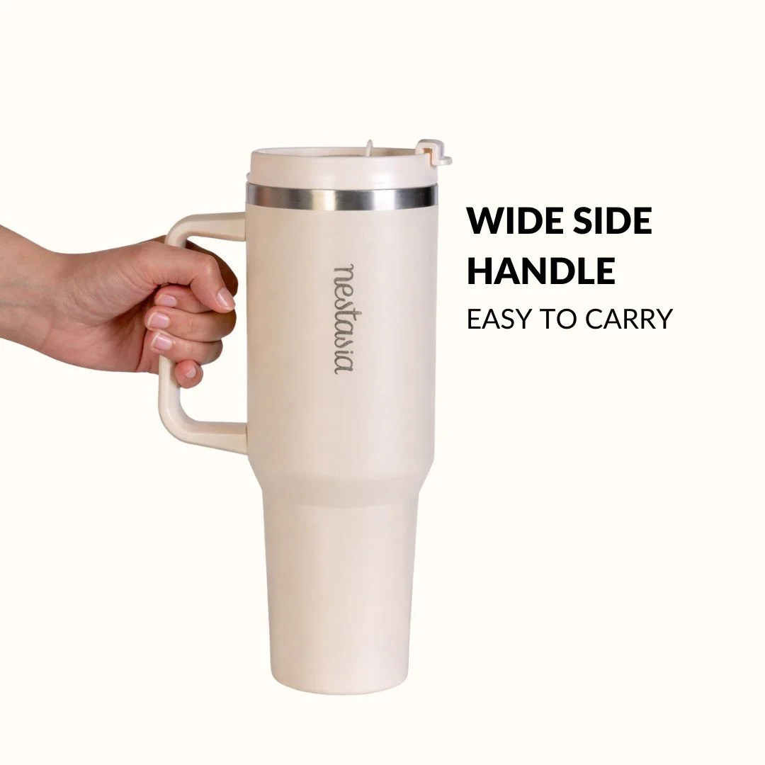 GripSip 40 Insulated Tumbler Bottle With Side Handle Pearl White 1200ml - Image 3