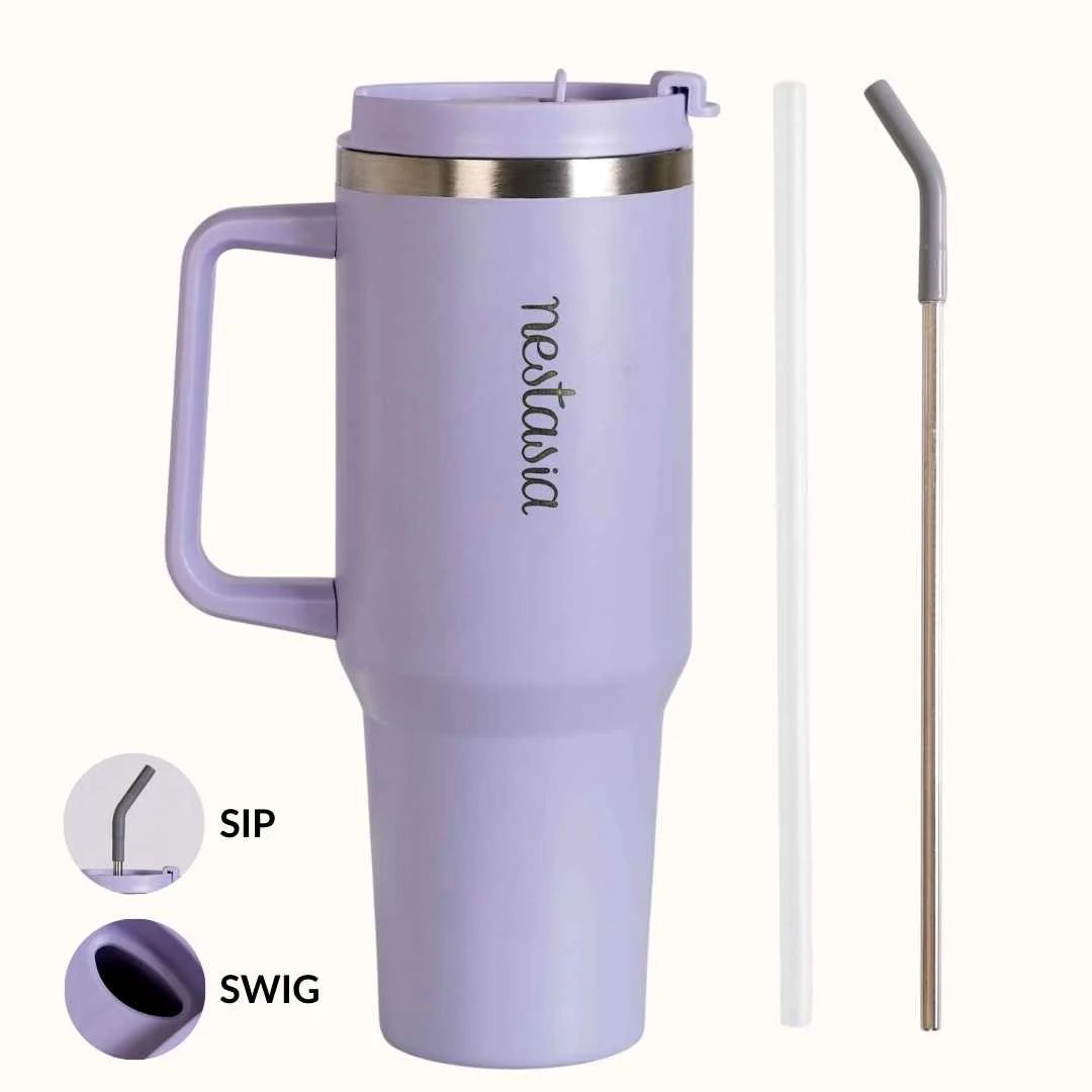 GripSip 40 Insulated Tumbler Bottle With Side Handle Periwinkle 1200ml