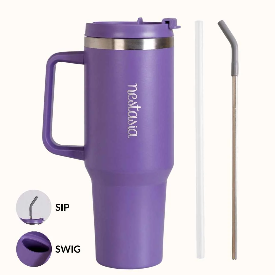 GripSip 40 Insulated Tumbler Bottle With Side Handle Viva Violet 1200ml