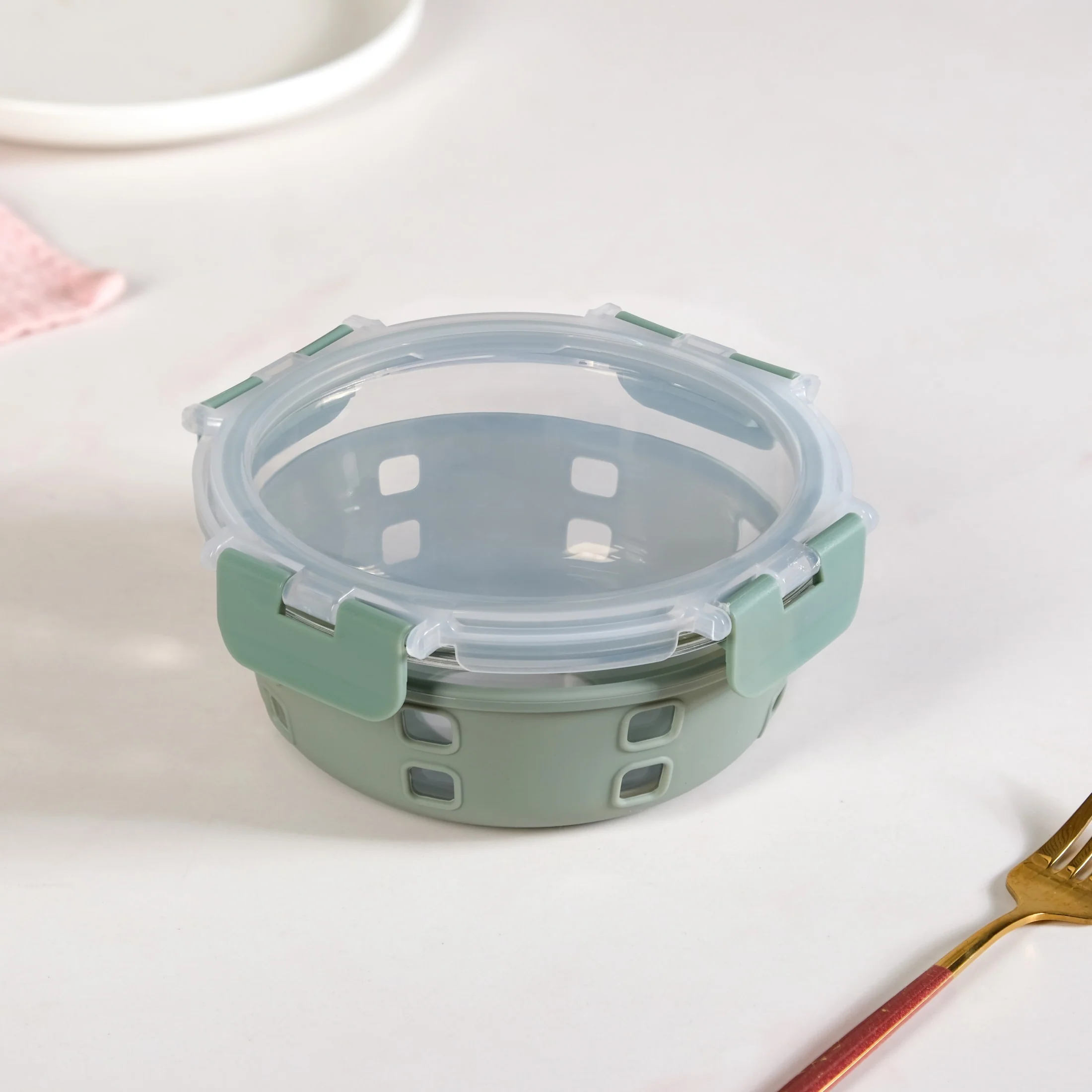 Gripso Borosilicate Glass Lunch Box With Silicone Sleeves Set Of 3 Sage Green S 400ml M 600ml L 950ml - Image 7