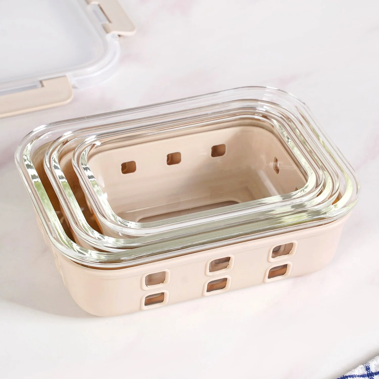 Gripso Food Storage Container With Silicone Sleeves Set Of 3 Beige S 370ml M 600ml L 1000ml - Image 8