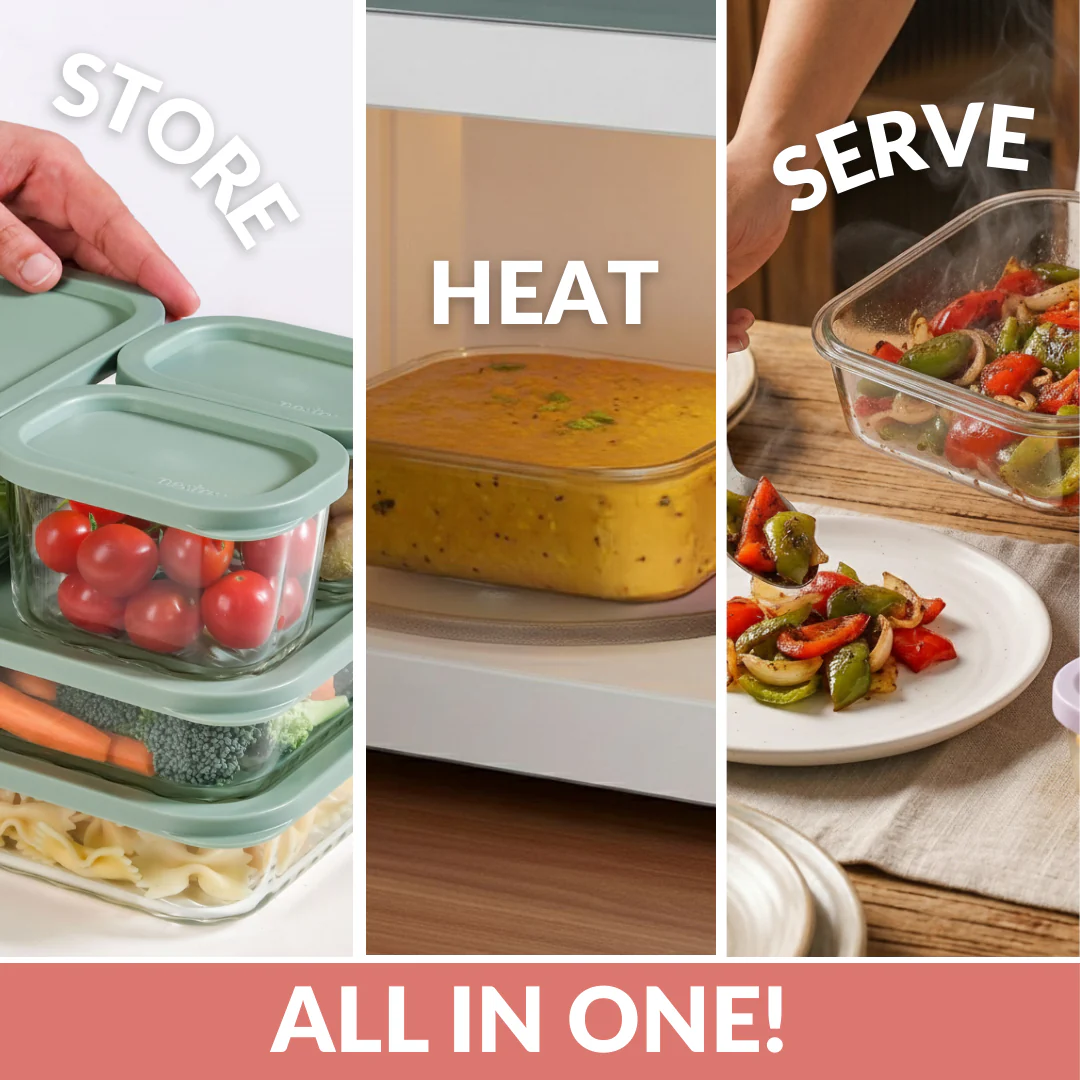 Groovo Borosilicate Premium Food Container With Lid Set Of 7 310ml 520ml 1200ml Berrywood - Image 5
