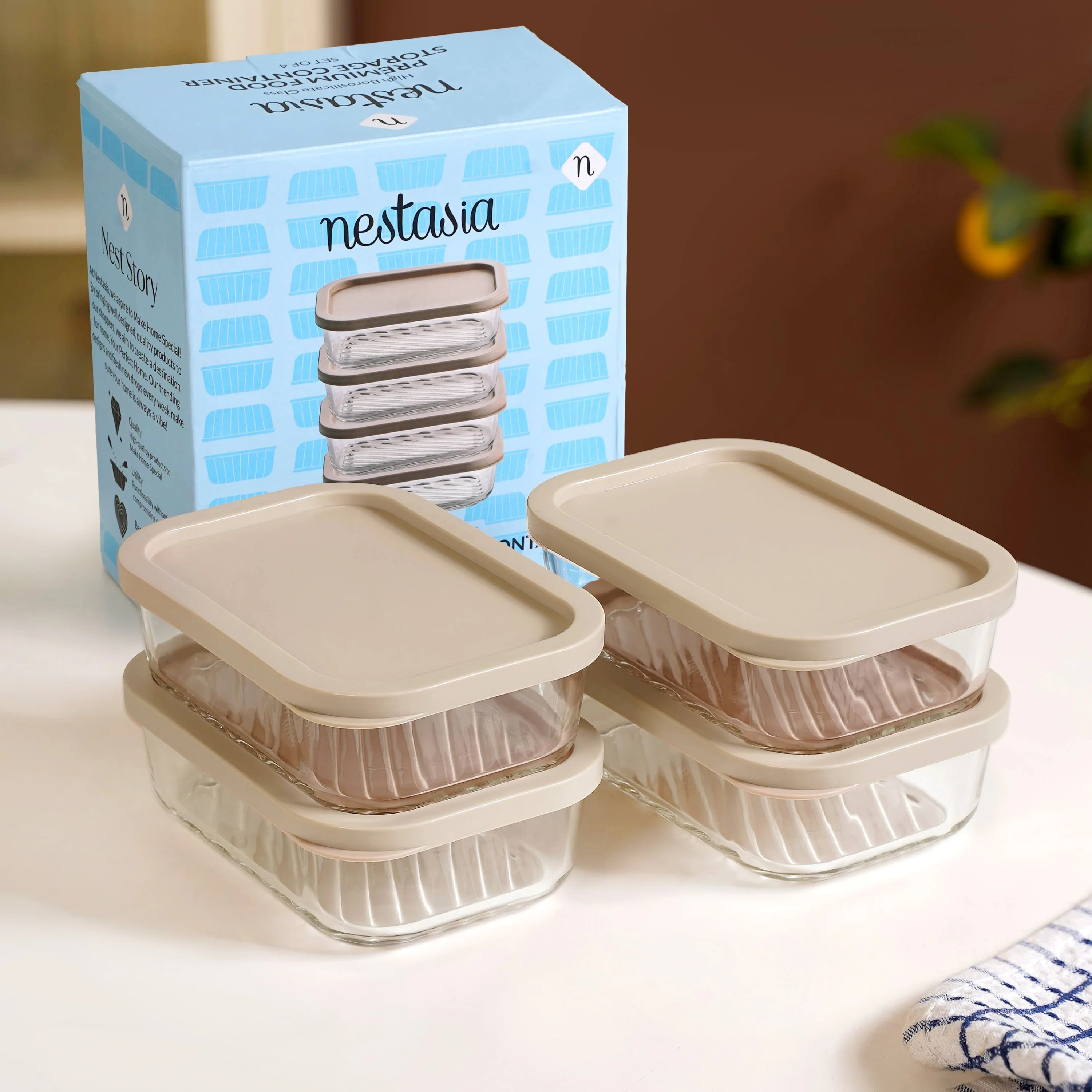 Groovo Food Storage Container Beige Set Of 4 520ml - Image 2