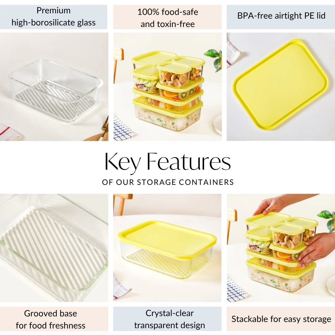 Groovo Stack On Airtight Container Set Of 7 S 310ml M 520ml L 750ml XL 1200ml XXL 1700ml - Image 5