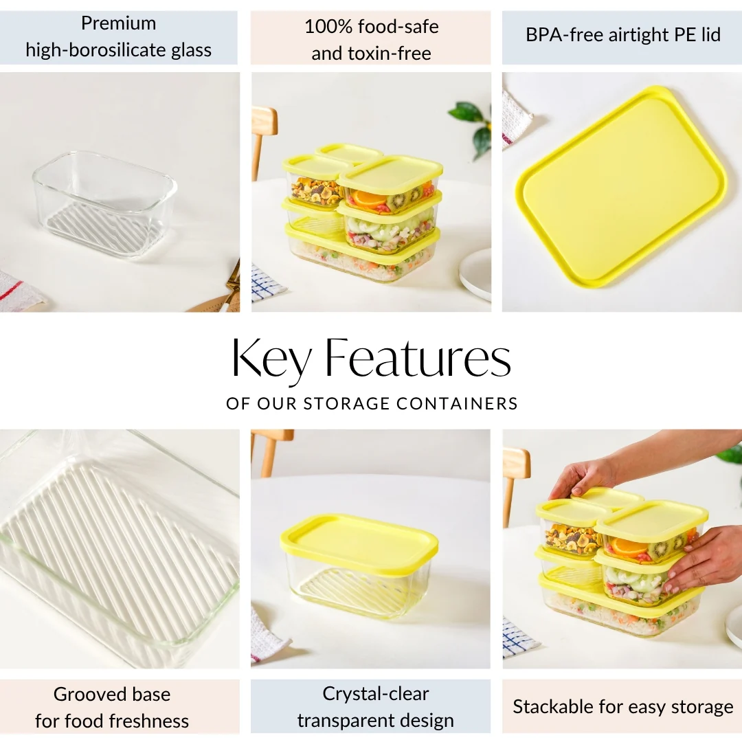 Groovo Stackable Storage Container Set Of 6 S 310ml M 520ml L 750ml XL 1200ml - Image 5