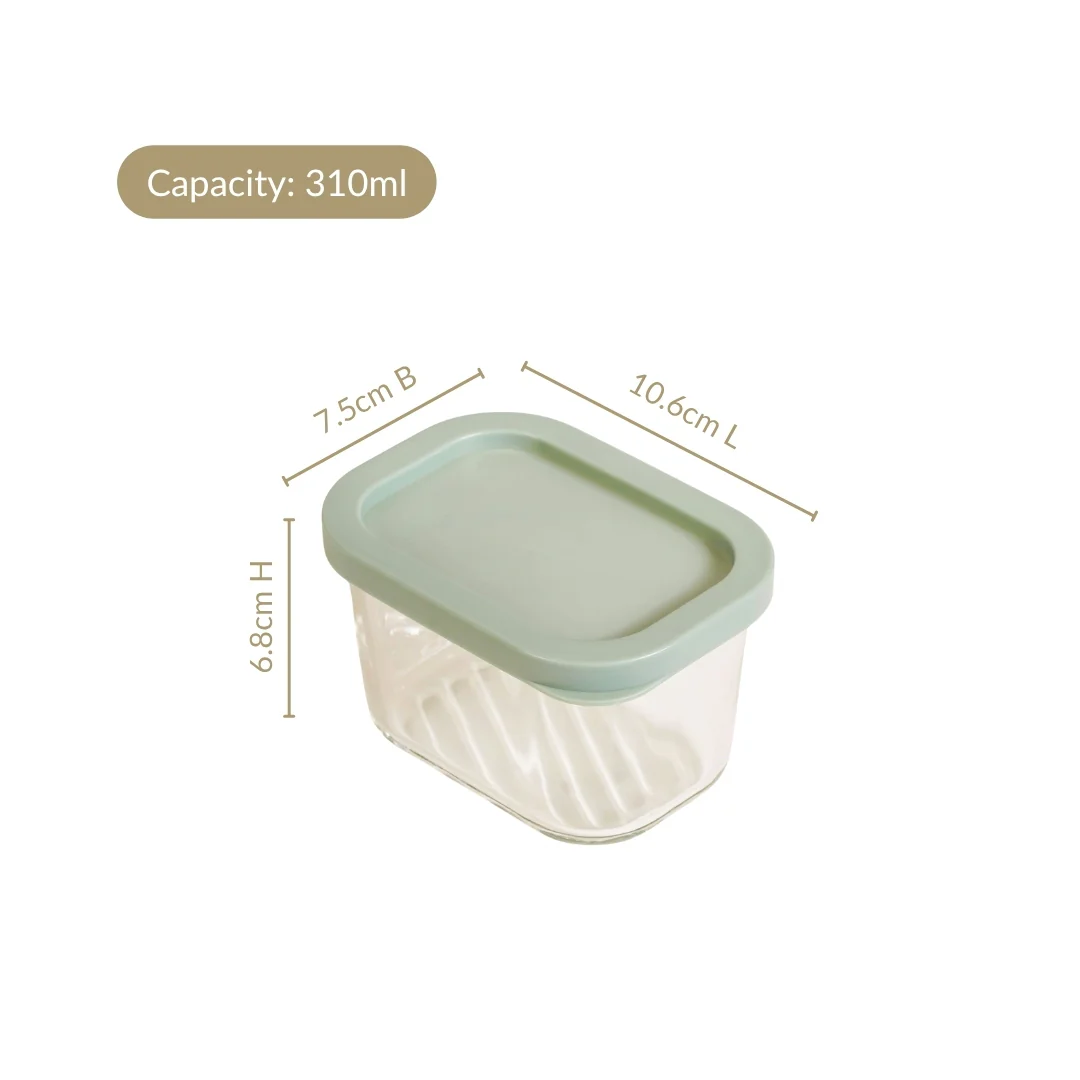 Groovo Transparent Food Storage Container Set Of 6 Sage Green 310ml - Image 4