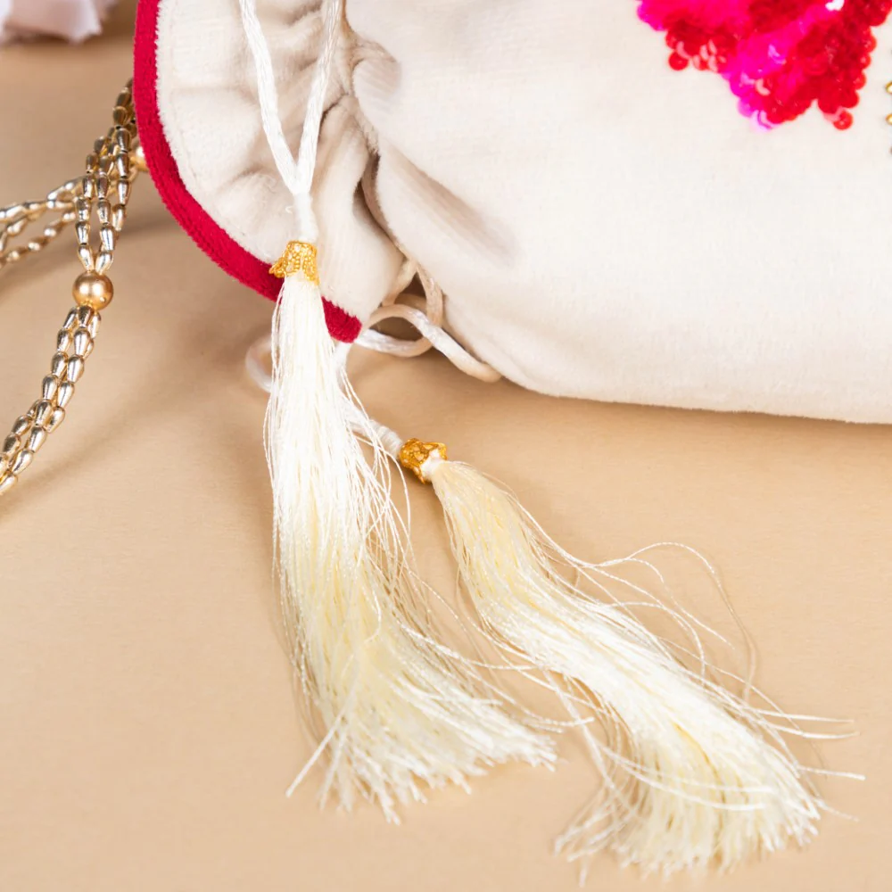 Gul Velvet Potli Bag Off White - Image 8