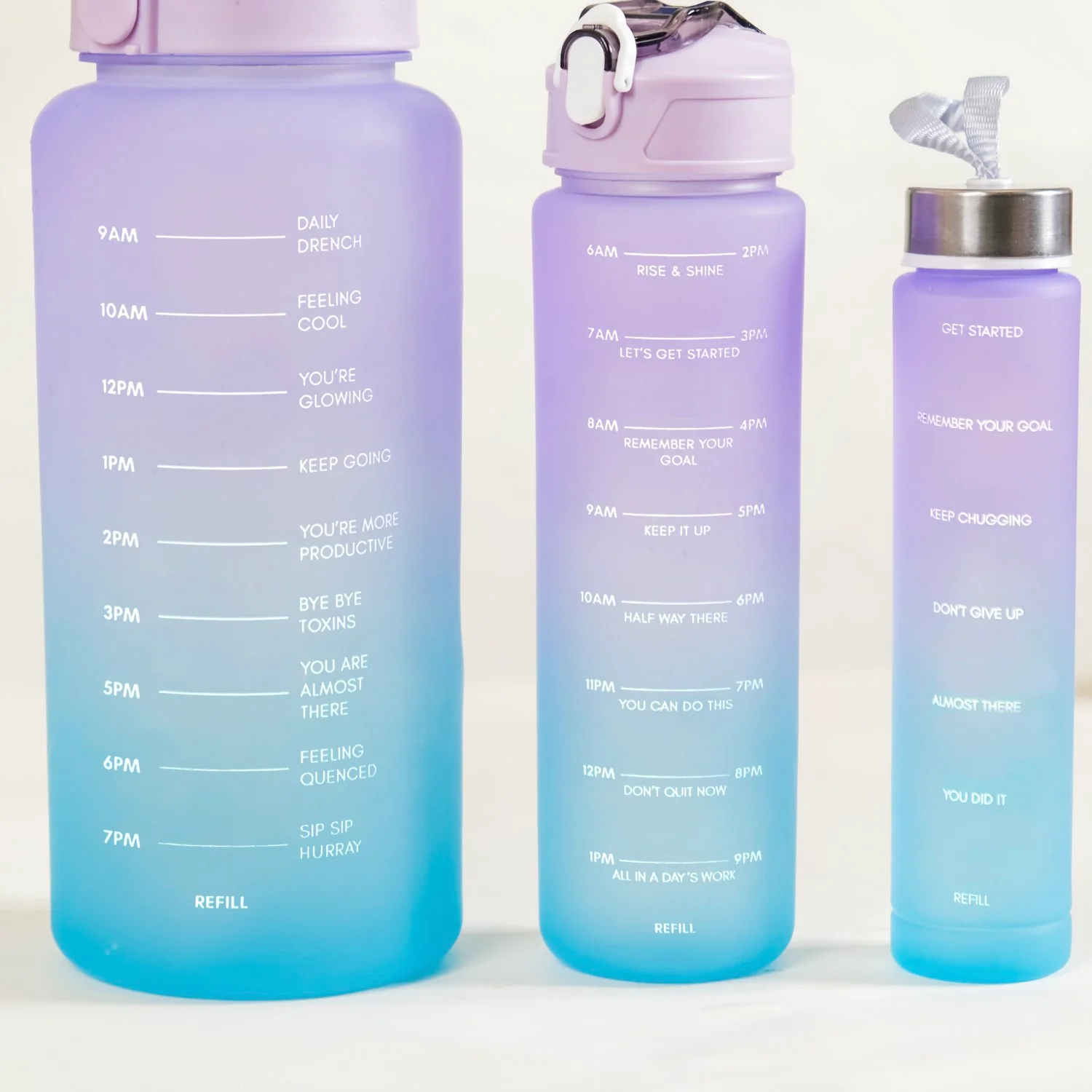 Gym Motivational Water Bottle Set Of 3 Lavender Blue - Image 14