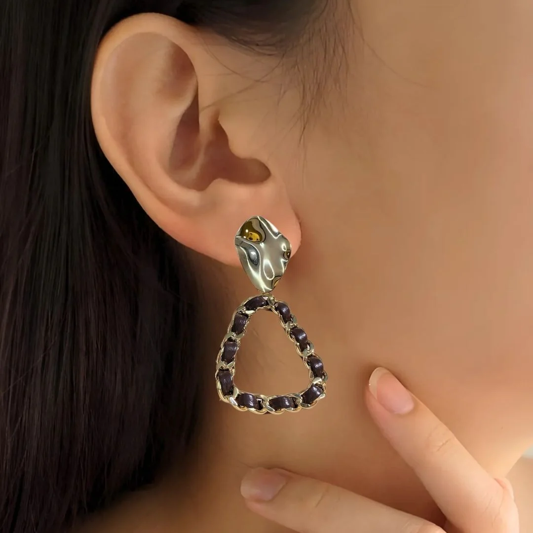Hammered Dangle Earrings - Image 2