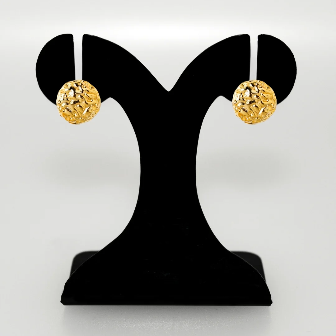 Hammered Metal Gold Huggie Earrings - Image 7