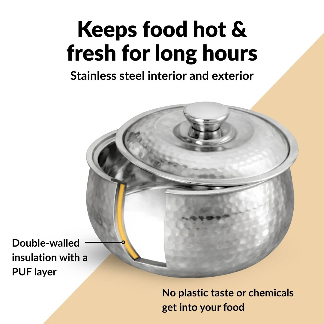 Hammered Stainless Steel Casserole 1500ml - Image 6