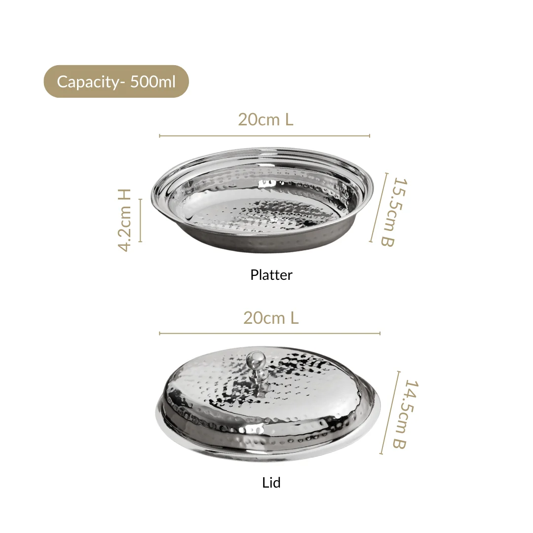 Hammered Stainless Steel Curry Dish Serveware 500ml - Image 4