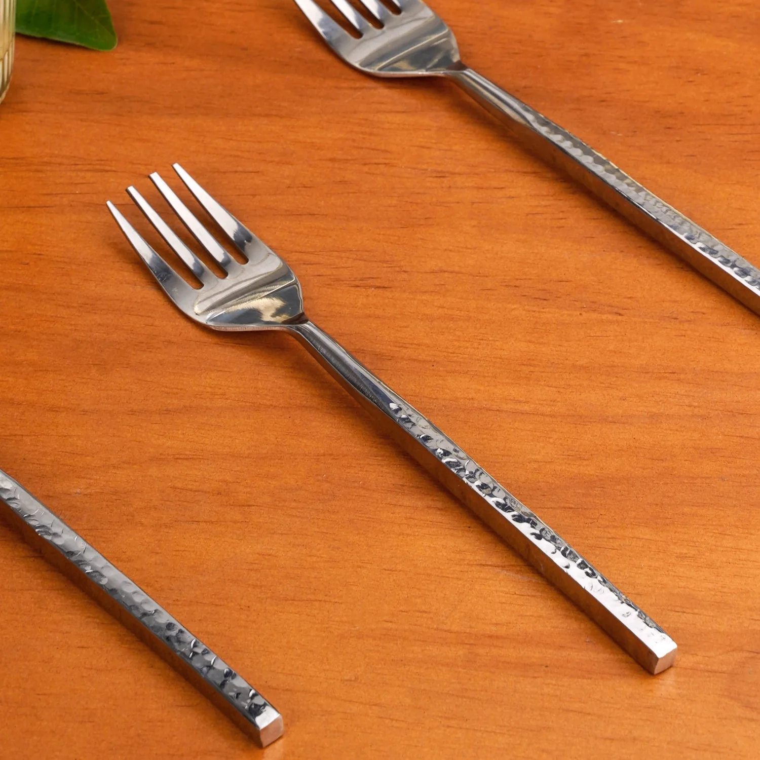 Hammered Stainless Steel Fork Set Of 6 - Image 6