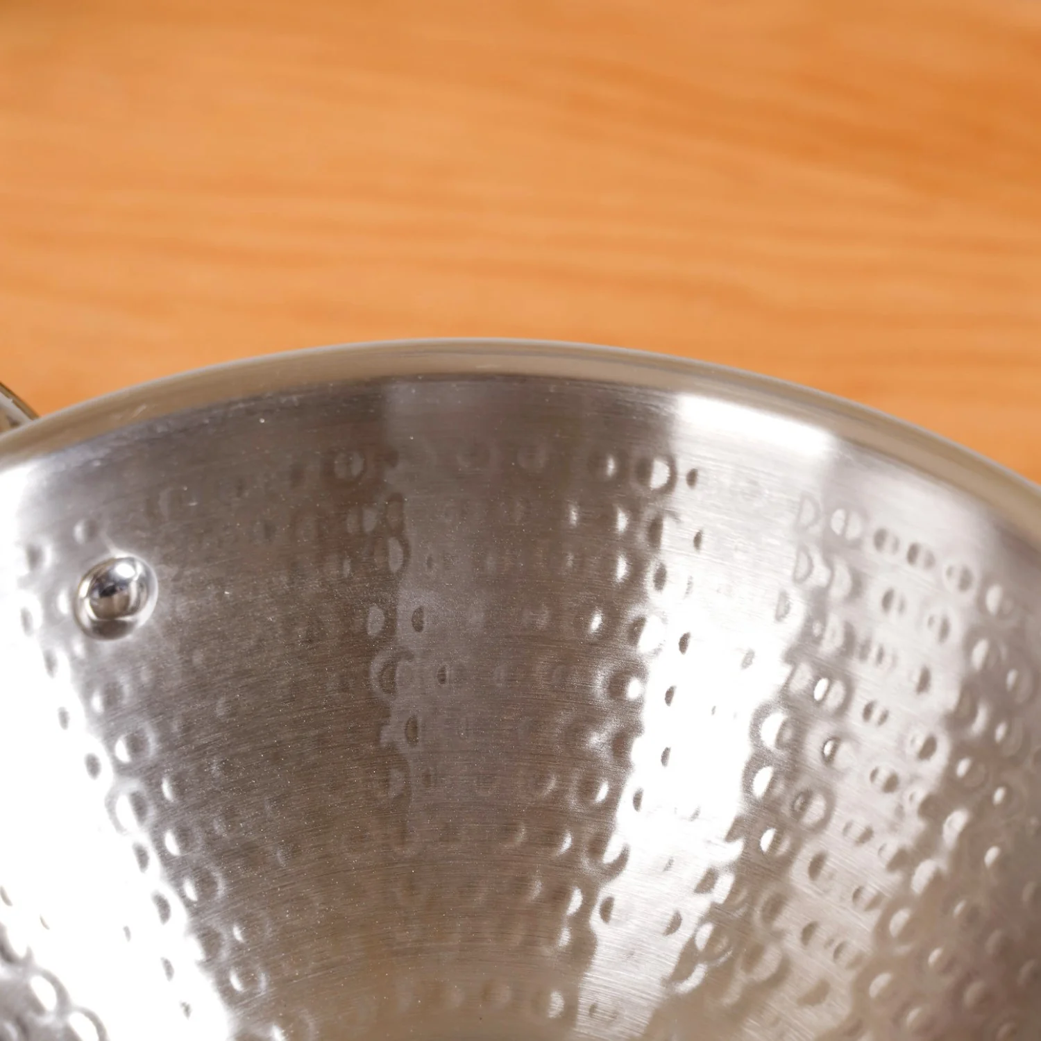Hammered Stainless Steel Kadai With Lid Tri-Ply 3500ml - Image 8