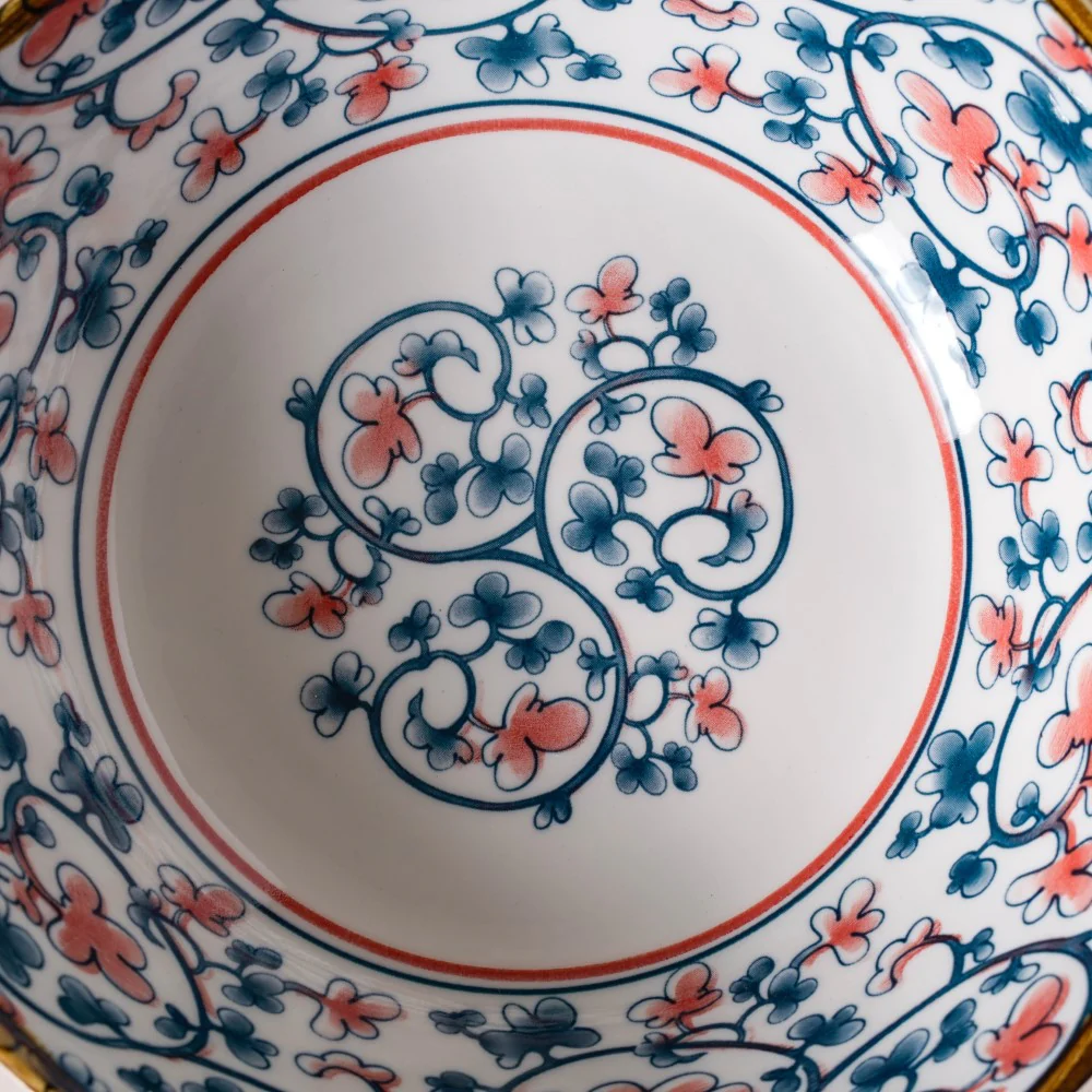 Hana Floral Ceramic Serving Bowl With Handles 9 Inch 500 ml - Image 5