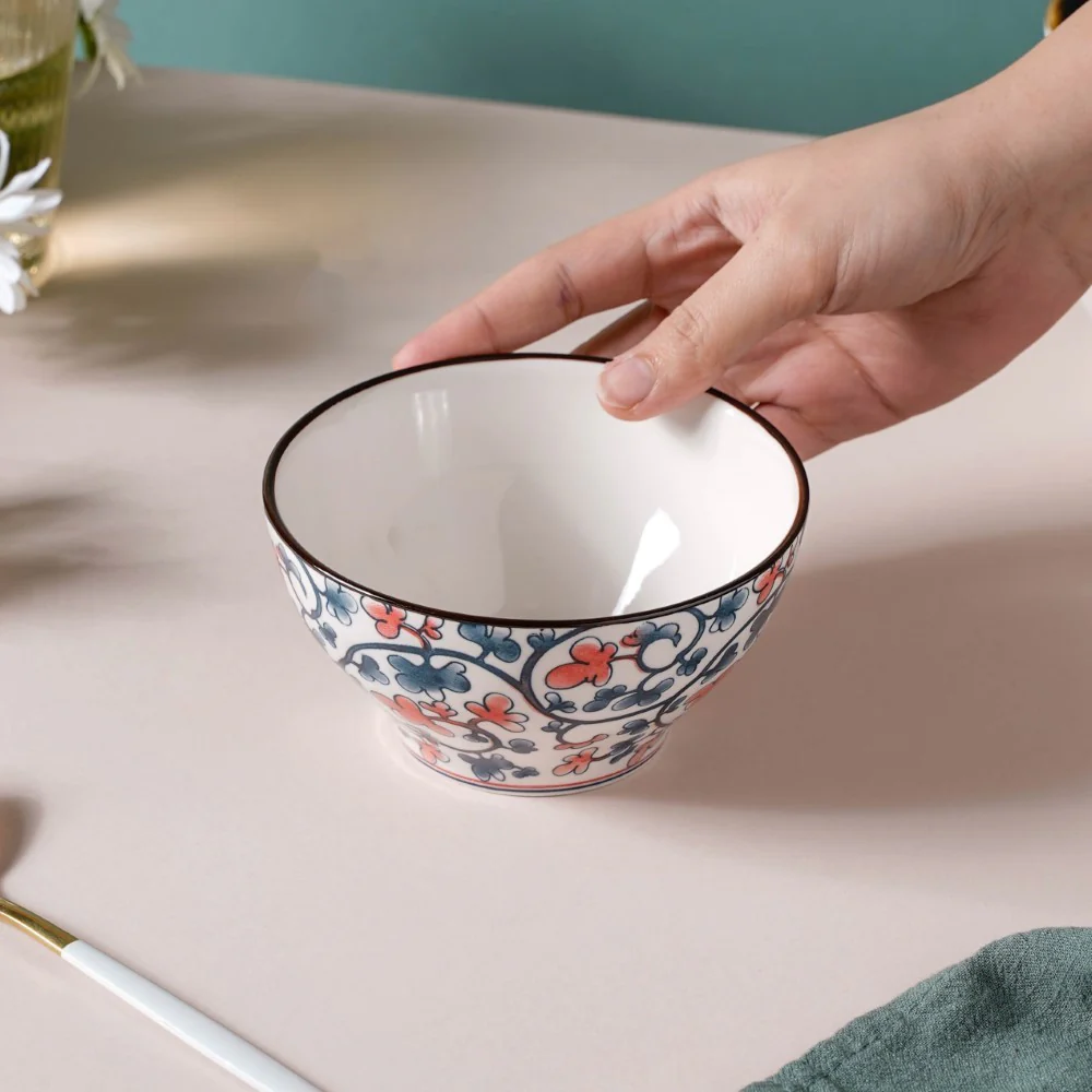 Hana Flower Patterned Ceramic Snack Bowl 4.5 Inch 300 ml - Image 2