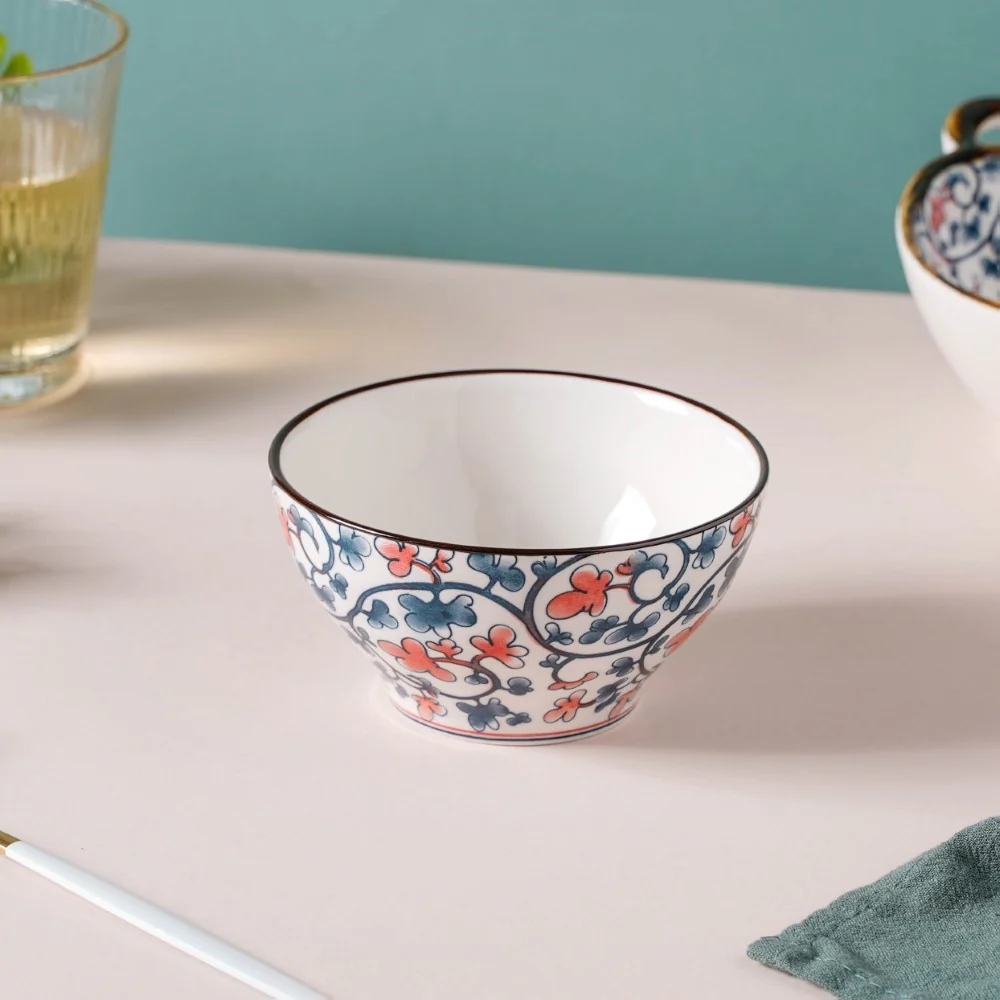 Hana Flower Patterned Ceramic Snack Bowl 4.5 Inch 300 ml - Image 5