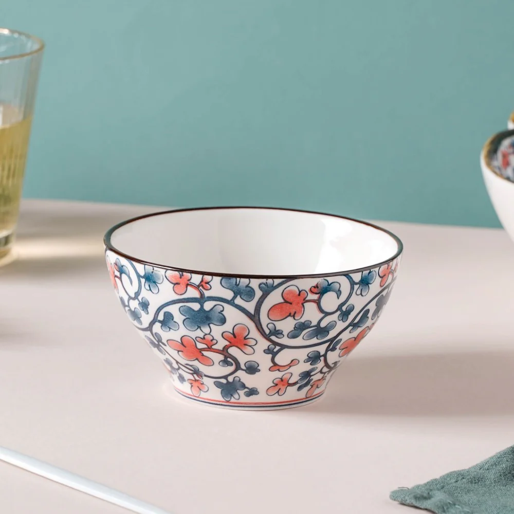 Hana Flower Patterned Ceramic Snack Bowl 4.5 Inch 300 ml - Image 6