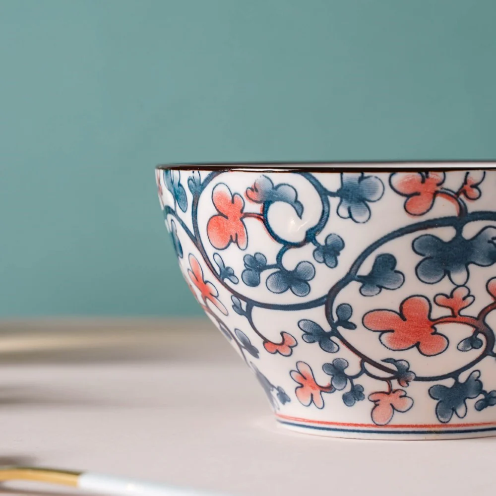 Hana Flower Patterned Ceramic Snack Bowl 4.5 Inch 300 ml - Image 7
