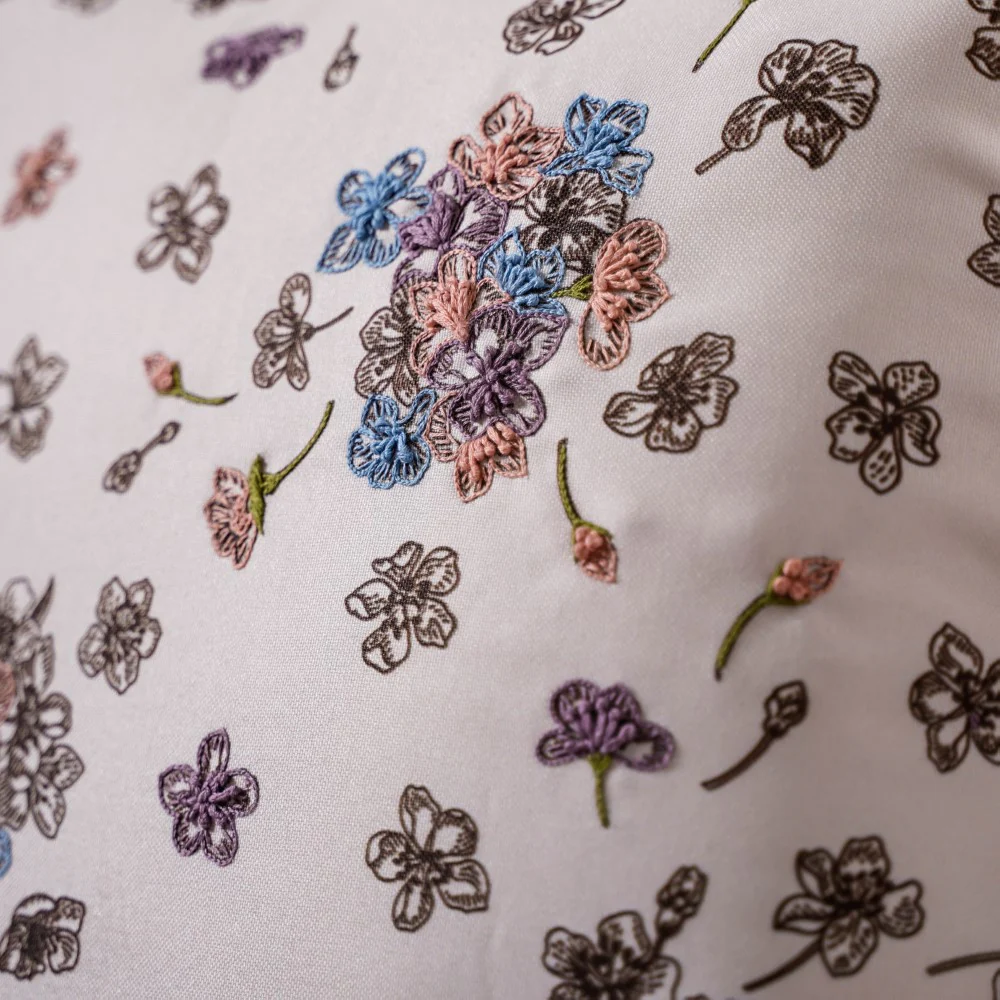 Hand Embroidery Floral Cushion Cover 16 x 16 Inch - Image 5