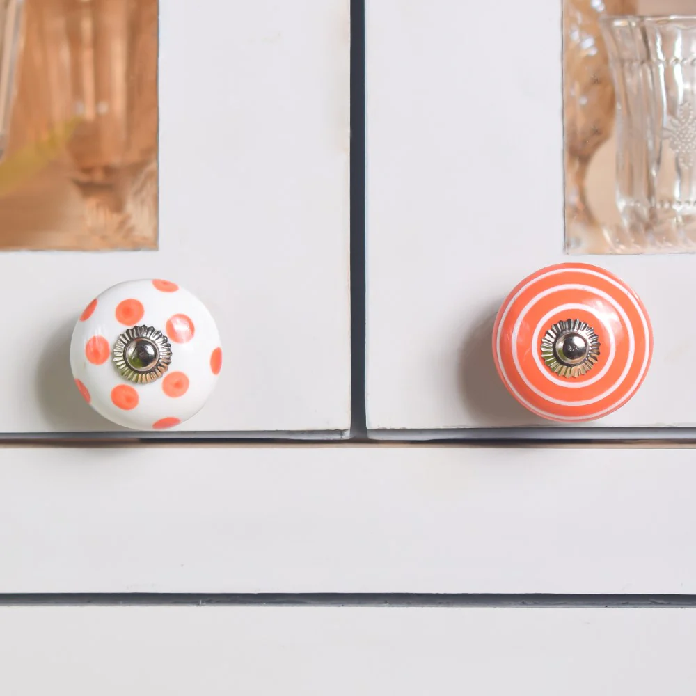 Hand Painted Ceramic Door Knob Orange Set Of 8 - Image 6
