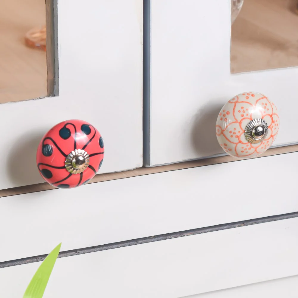 Hand Painted Ceramic Door Knob Orange Set Of 8 - Image 7
