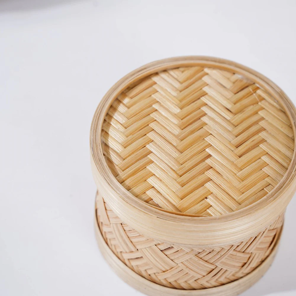 Hand Woven Round Bamboo Storage Basket Set of 3 - Image 12