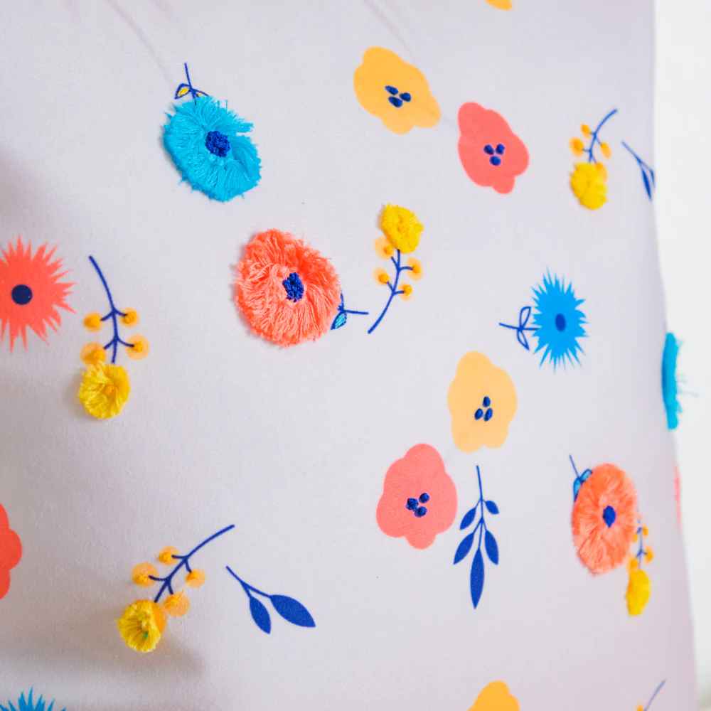 Handcrafted Blooms Velvet Cushion Cover 16 inch - Image 2