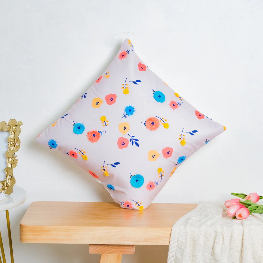Handcrafted Blooms Velvet Cushion Cover 16 inch - Image 5