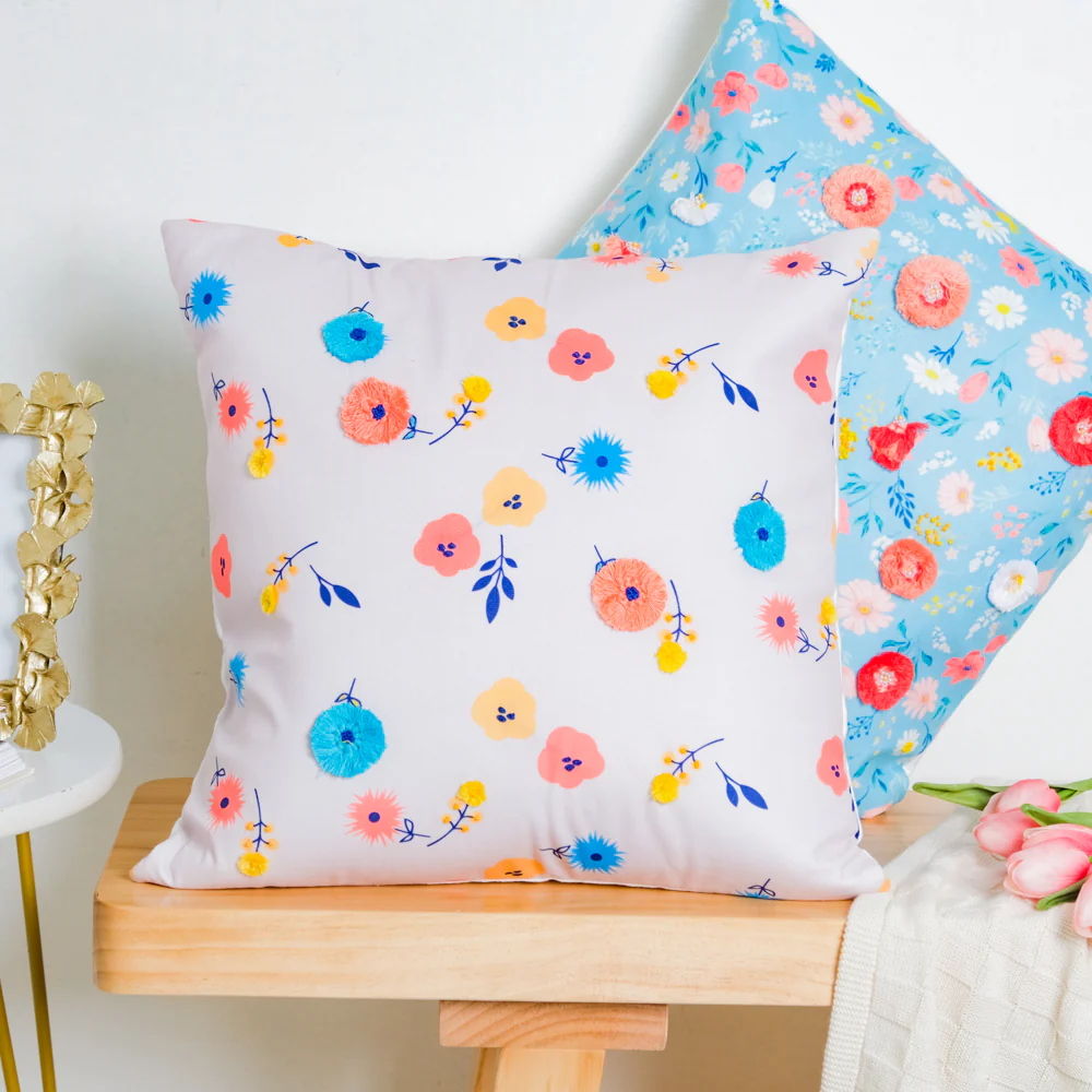 Handcrafted Blooms Velvet Cushion Cover 16 inch - Image 7