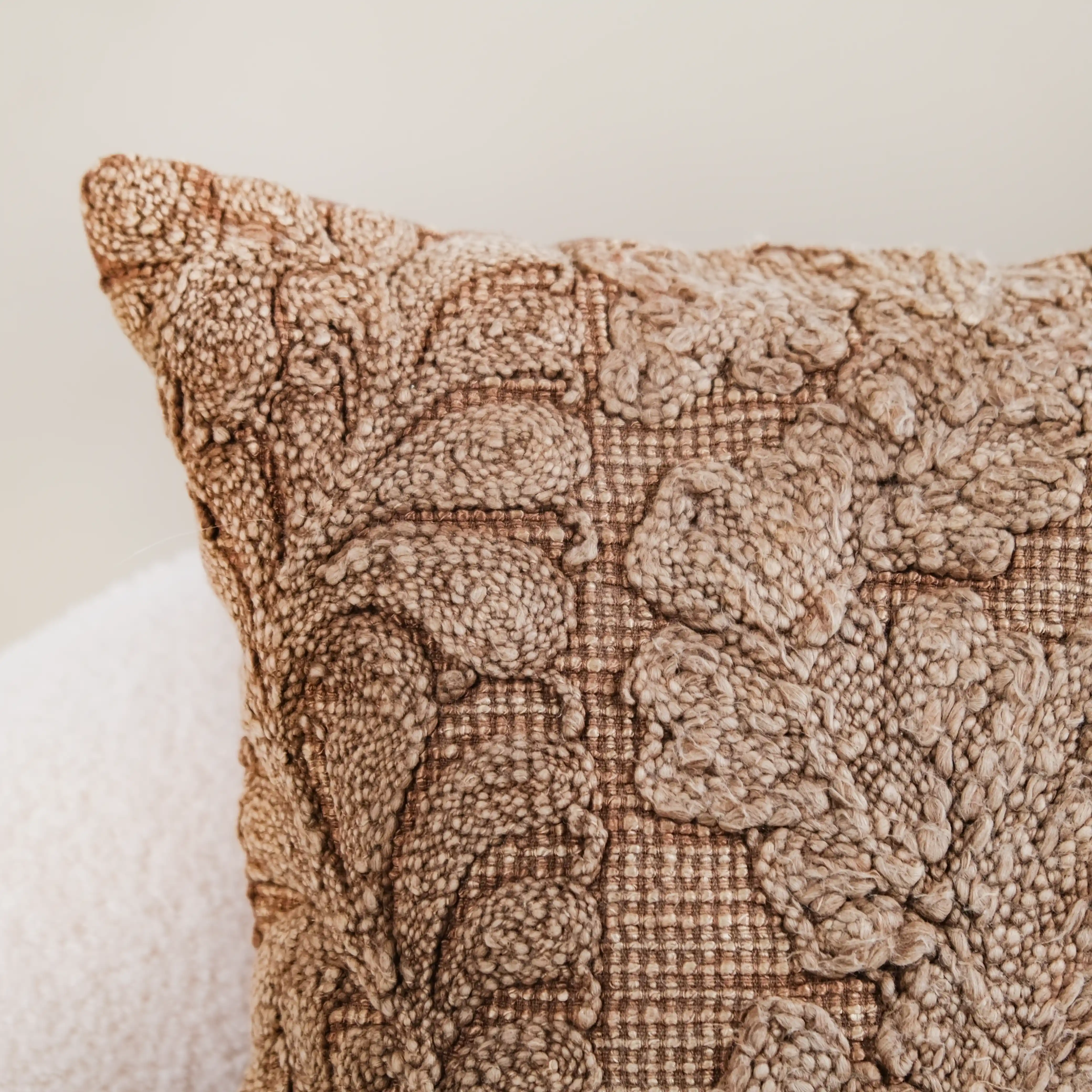 Handcrafted Soft Woven Cushion Cover Brown 16x16 Inch - Image 2
