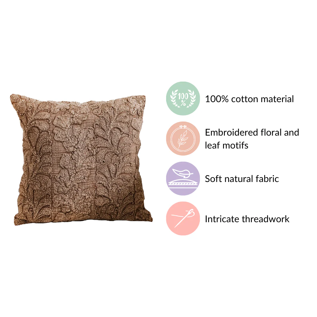 Handcrafted Soft Woven Cushion Cover Brown 16x16 Inch - Image 4