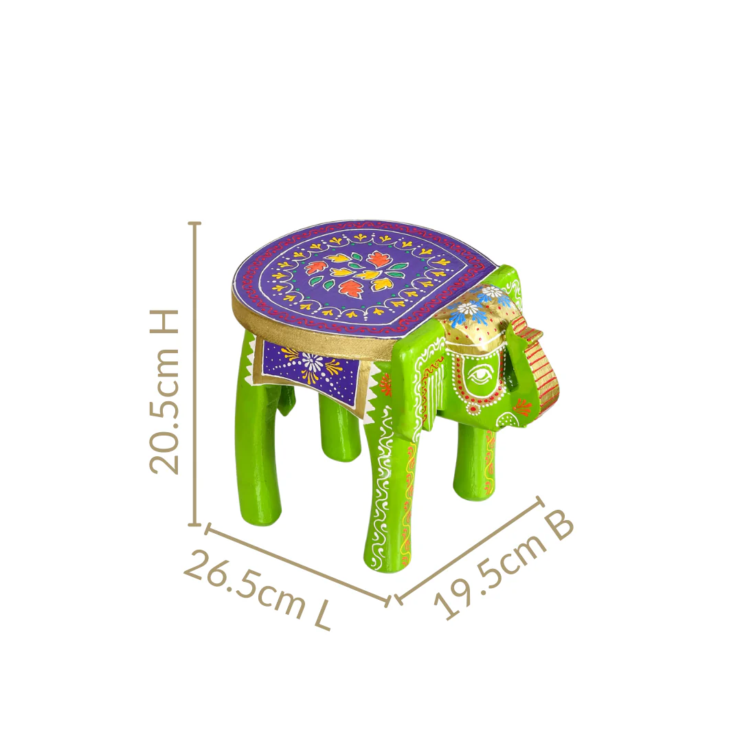 Handcrafted Vibrant Banjara Wooden Elephant Riser - Image 4