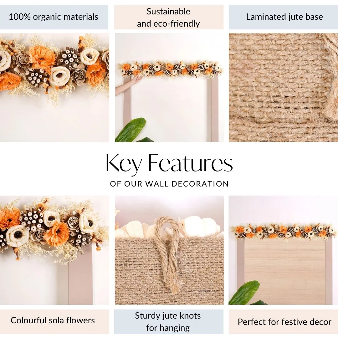 Handmade Door Toran With Orange Sola Flower - Image 5