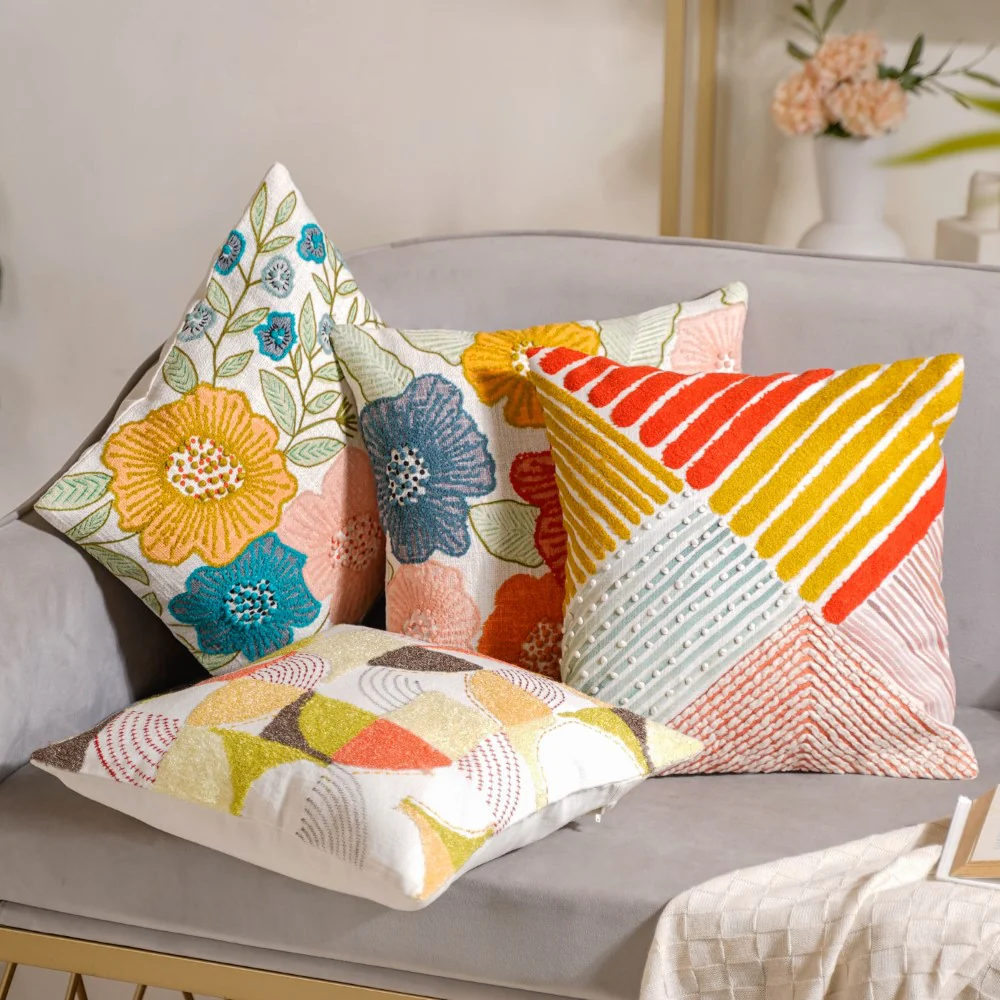 Handwoven Cotton Cushion Cover Set of 4 16x16 Inch - Image 2