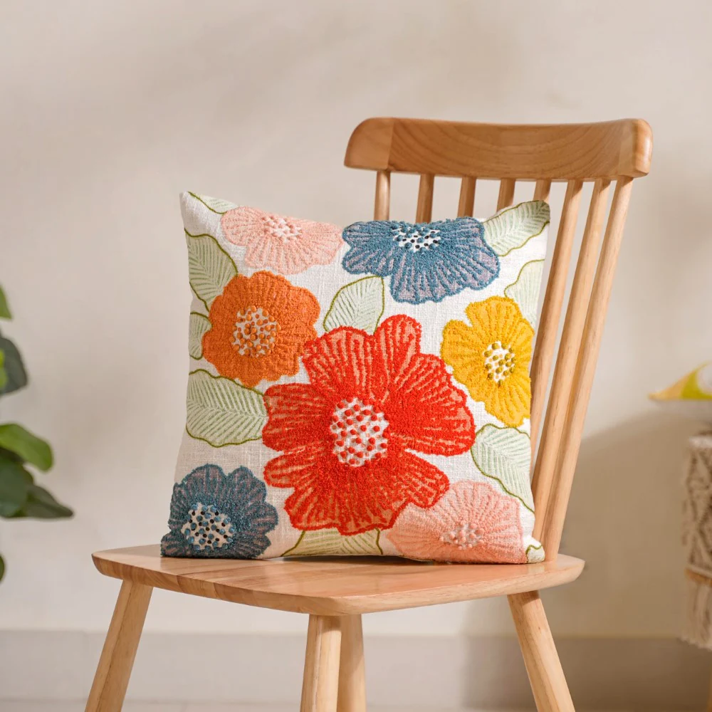Handwoven Cotton Cushion Cover Set of 4 16x16 Inch - Image 3