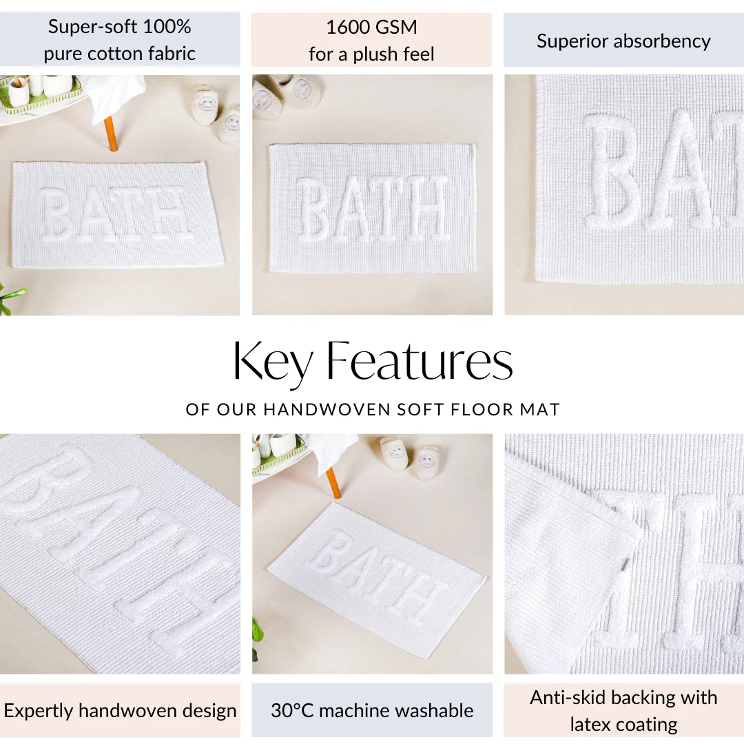 Handwoven Pure Cotton Bathroom Mat Large 32x20 Inch - Image 5