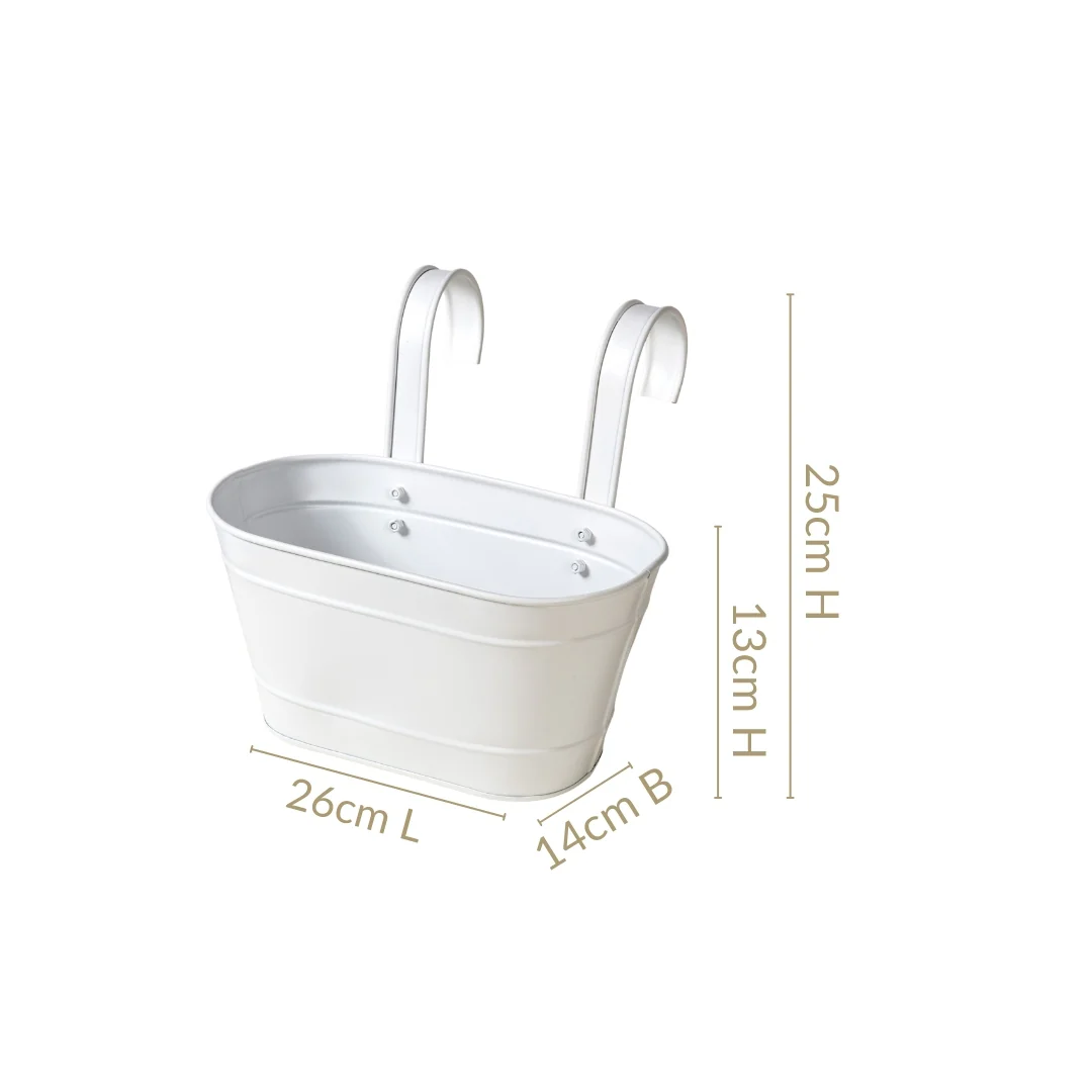 Hanging Railing Planter Ivory Set Of 2 - Image 4