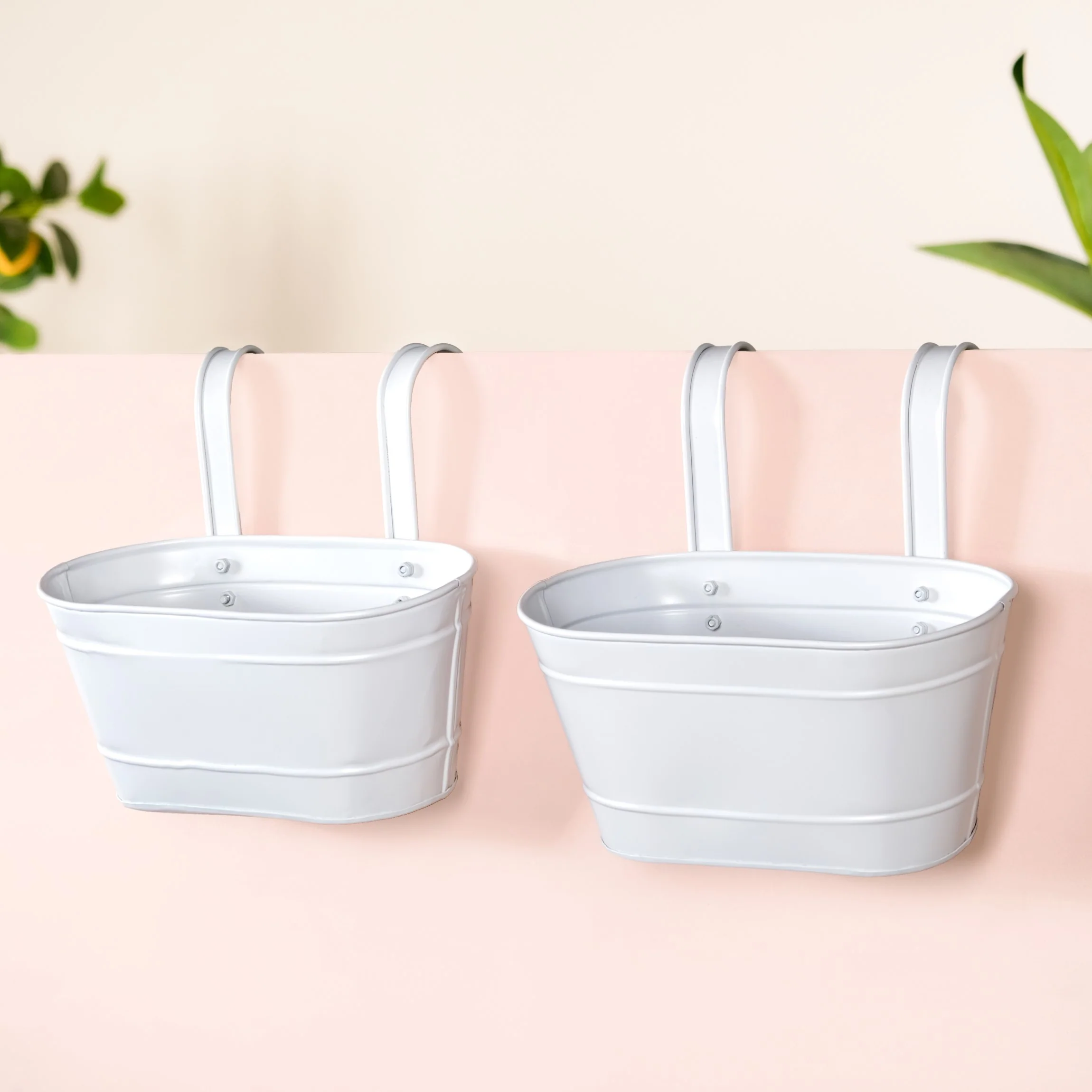 Hanging Railing Planter Ivory Set Of 2 - Image 9
