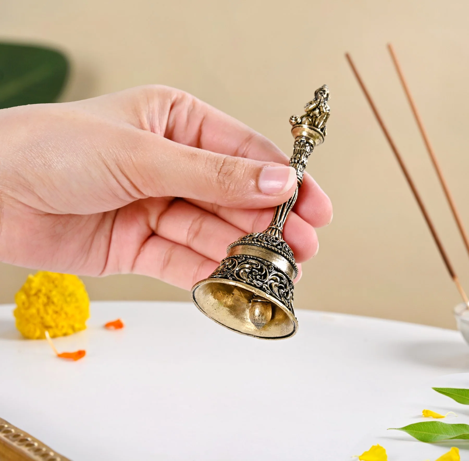 Hanuman Pure Brass Ghanti For Mandir With Gift Box 10cm - Image 4